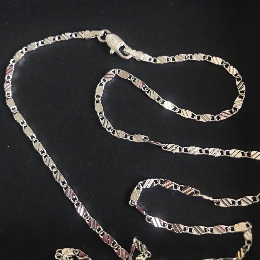 20” Sterling Silver Textured Link Necklace